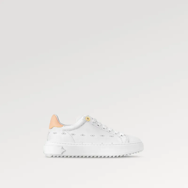 Explosion hot Women's Time Out Sneaker 1ACHO4 Branco Couro de bezerro perfurado ilhós gravados signatur Sapatos casuais Sola de borracha com piso elevado Contador com caixa