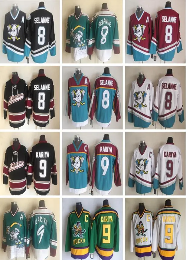 Vintage Anaheim CCM Mighty Ducks Wild Wing Jersey 9 Paul Kariya 8 Teemu Selanne Retro Best Stitched Hockey Jersey