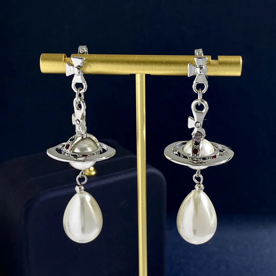 Pearl Stud for women Earrings Viviane Luxury Fashion Designer Jewelry gold Earings Metal Earring cjeweler Westwood Woman 367