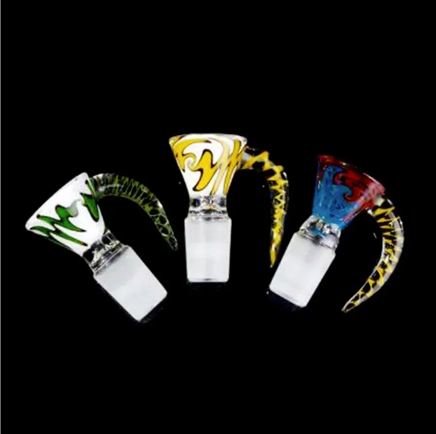 New Arrived Colorful 14mm bowl and 18mm glass bowl Male Joint Handle Beautiful Slide bowl piece smoking Accessories