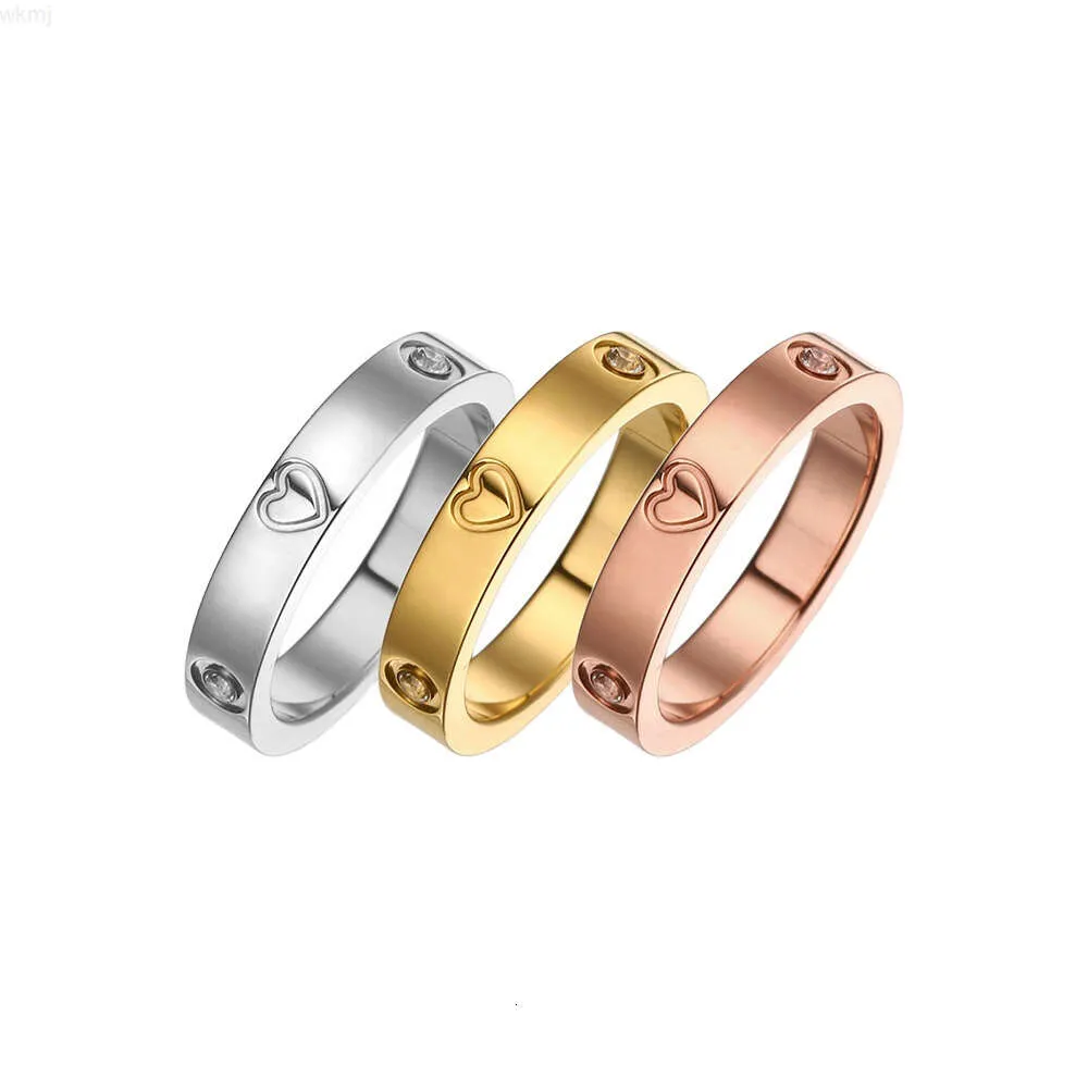 Mode Herz Ring Frauen Temperament Pflastern Zirkon Edelstahl Finger Ring für Frauen Schmuck Geschenk