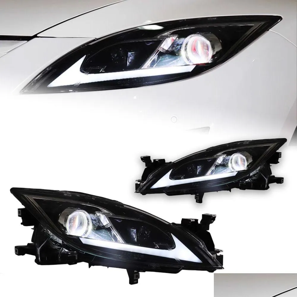 Auto Licht Montage Led Scheinwerfer Für Mazda 6 Atenza Scheinwerfer 2009-20 16 Angel Eye Bi Signal Tagfahrlicht zubehör Drop Lieferung EIN Otzta