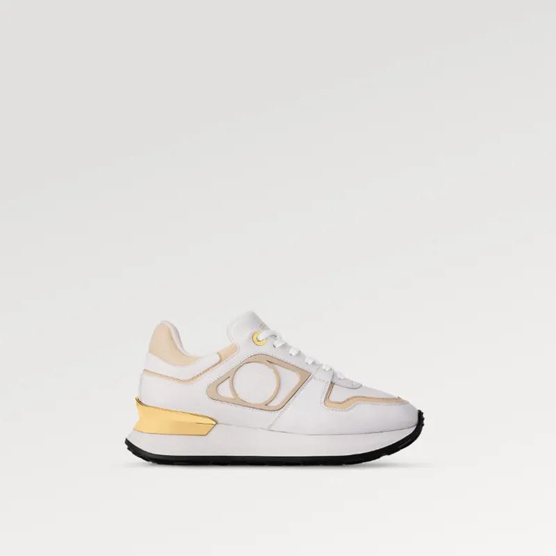 Patlama Kadınlar Neo Koşun Sneaker 1ACGMW Beyaz Bej Buzağı Deri Deri Sıradan Ayakkabı Çemberi Graved Spoiler Göz Elçileri Bicolor Palet Altın Ton Spoiler Sayacı