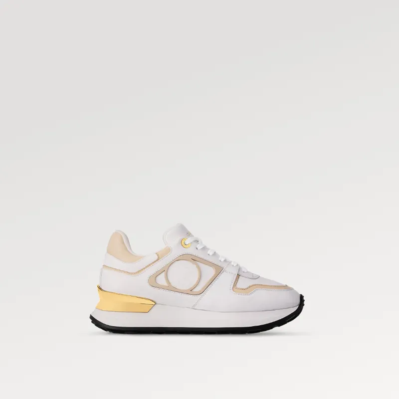 Explosion Neo Run Away Sneaker 1ACGMW Blanc Beige Cuir de veau Chaussures décontractées Cercle gravé oeillets de spoiler palette bicolore spoiler doré Compteur