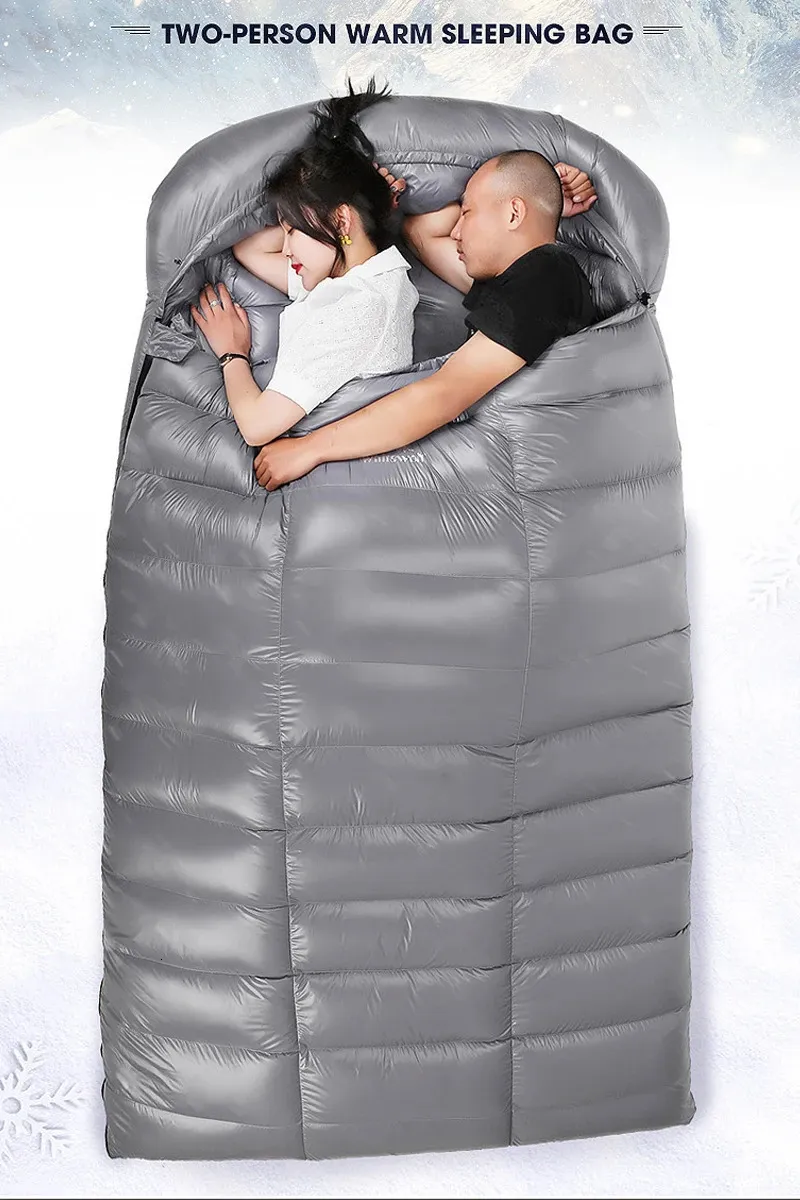 2 Person White Goose Down Filled Camping Or Home Sleeping Bag Thin Suitable For Warm Weather Size 220 X 130cm Large Space 240119