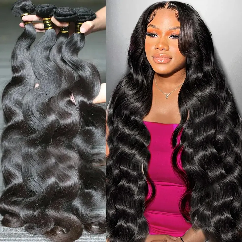 Rosabeauty 26 28 30 32 40 Inch Brazilian Hair Weave 1 3 4 Bundles Body Water Wave 100% Remy Human Hair s Weft 240118