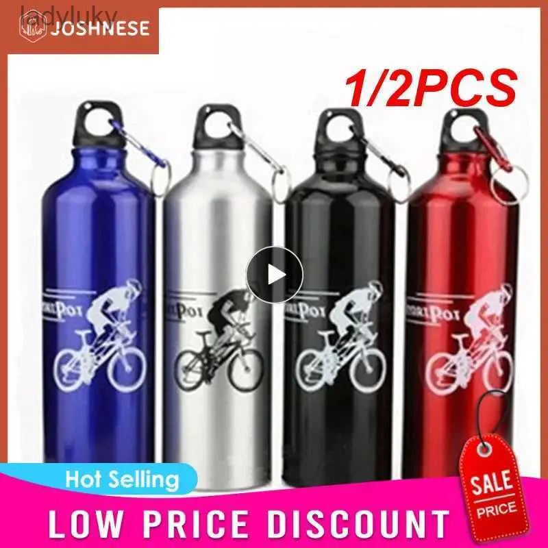 Bouteilles d'eau Cages 1/2 pièces 750 ml bouteille d'eau de sport en alliage d'aluminium tasse d'eau de vélo de montagne avec mousqueton accessoires de cyclisme L240124