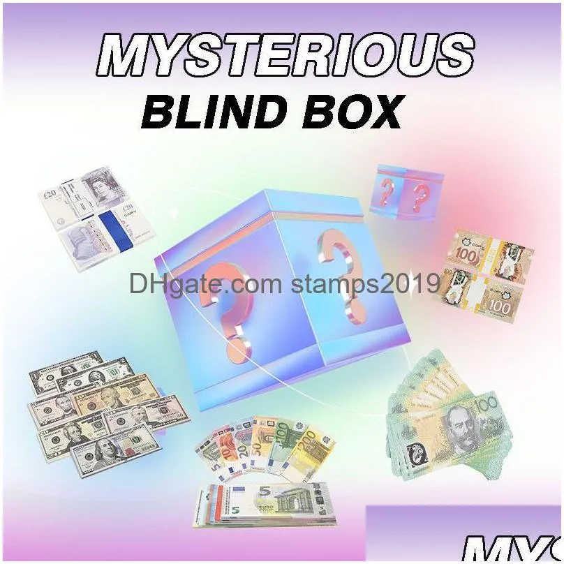 Autres fournitures de fête festives Mysterious Blind Box Toy Replica US Fake Money Kids Play ou jeu de famille Papier Copie Billet de banque 100pcs Pa Dhlkx