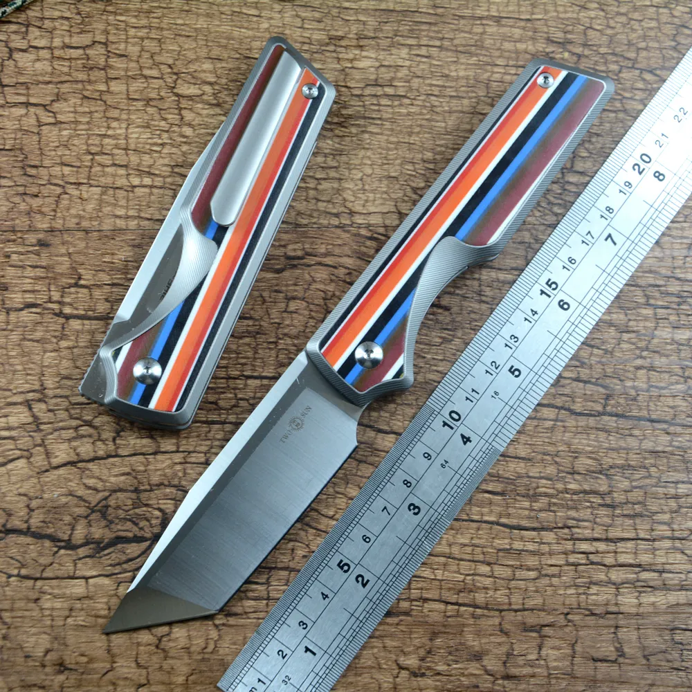 Twosun Zakmes K110 Satin Blade Keramische Kogellager Wasmachine Kleurrijke G10 Titanium Handvat Jacht Zakmes TS436