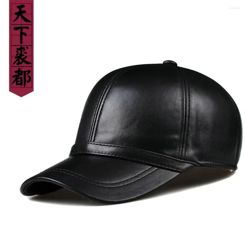 Ball Caps authentique baseball en cuir en peau de mouton réglable unisexe femmes hommes vrais chapeau noir