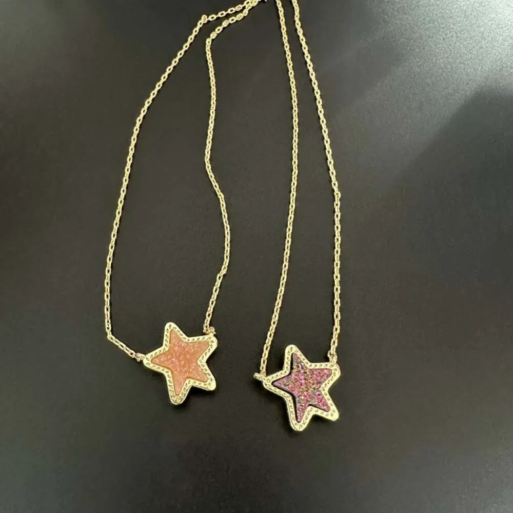 kendrascotts Designer Jewelry Kendras Scotts Necklace Colorful Crystal Teeth Star Necklace Womens Jewelry Style Geometric Pentagonal Star Collarb