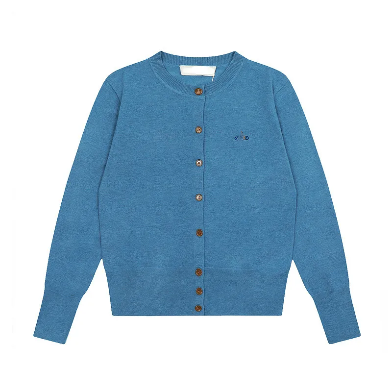 古典的な刺繍されたウールカーディガンデザイナーの女性ボタンアップシャツカジュアル長袖ニットジャケットセーター