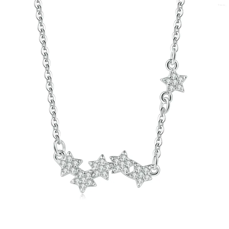 Anhänger Halsketten Ins Schlüsselbein Little Star Kette Für Frauen Zirkonia Silber Farbe Mode Schmuck Valentinstag Geschenk KBN397