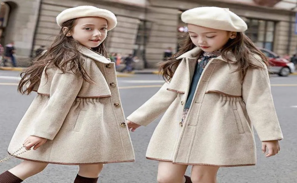 2020 Winter Tienermeisjes Lange Jassen Peuter Kinderen Bovenkleding Kleding Casual Kinderen Warme Wollen Trenchcoat Tiener Outfits 12 14 T8652912