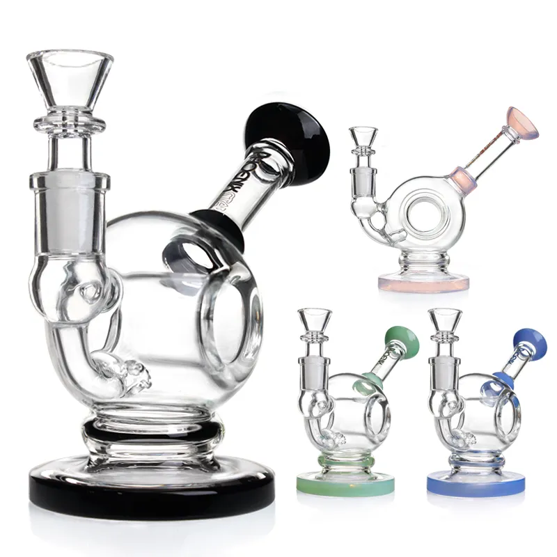 Novo design Phoenix Vidro Base Redonda Bong Hookahs Heady Glass Dab Rigs Smoke Glass Water Pipes Recycler Oil Rigs com tigela de 14mm