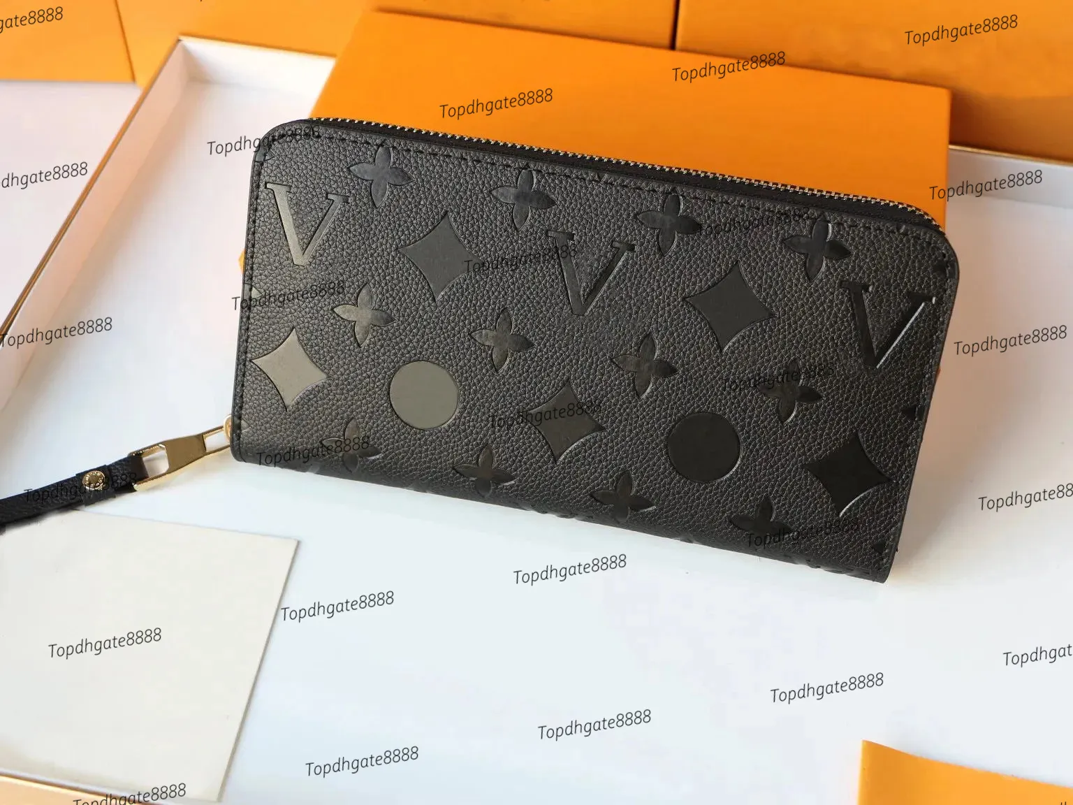 AAA 6 kleuren Mode vrouwen clutch portemonnee pu lederen portemonnee enkele rits portefeuilles dame dames lange klassieke portemonnee met oranje doos kaart 60017