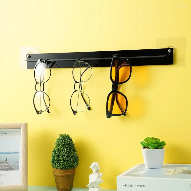 Porte-lunettes Mural Zyiphor En Bois – Lot De 3 Supports 5 Fentes, Design Noir, Rangement Salon/chambre - 2