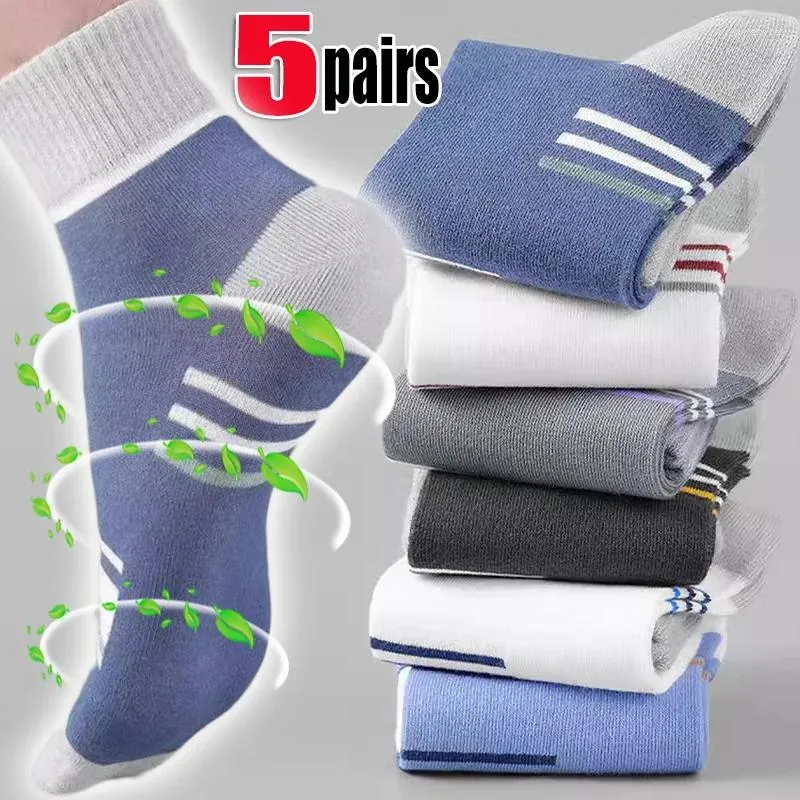 Men's Socks 5Pairs Cotton Sweat-absorbing Breathable Anti-odor Thick Models Of Long Trendy Sports For Men