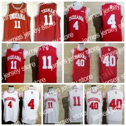 CUSTOM 24 College Basketball Indiana Hoosiers Jerseys University Isiah Thomas 11 Victor Oladipo Jersey 4 Cody Zeller 40 Red White Uniform Sp