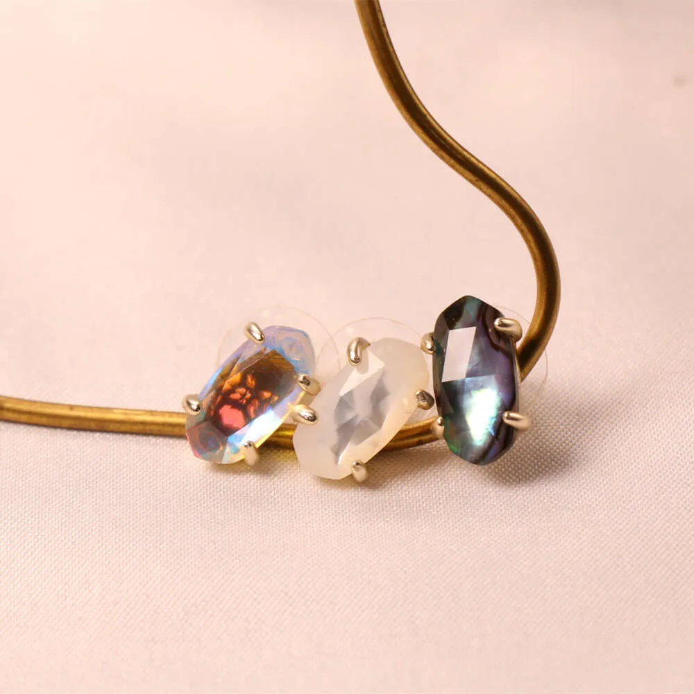 Designer Kendras Scotts smycken studörhängen matt guld vit beige färgade glas ovala örhängen mode abalone beige örhängen smycken för kvinnor