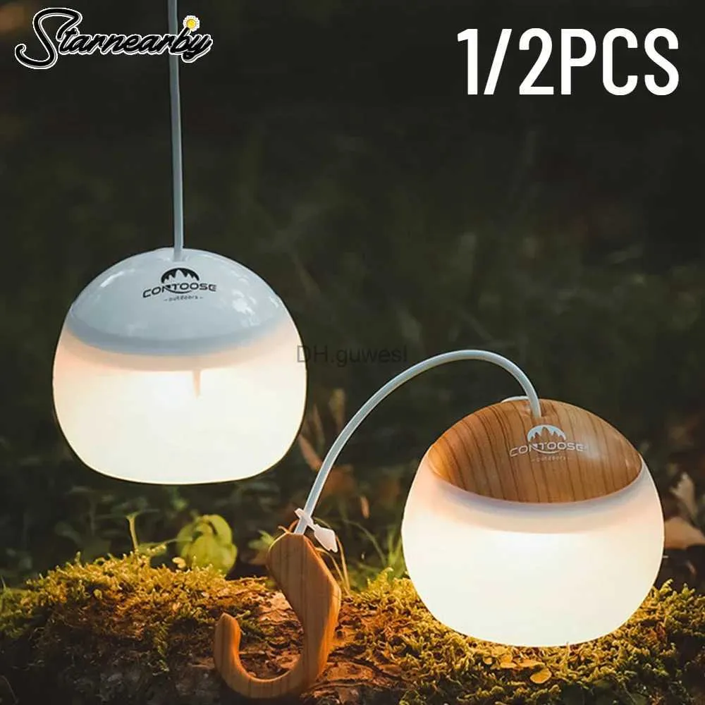 Linterna para acampar Mini linterna para acampar retro Luz nocturna recargable por USB Lámpara colgante para tienda de campaña con batería Luz de mesa para lámpara de emergencia al aire libre YQ240124