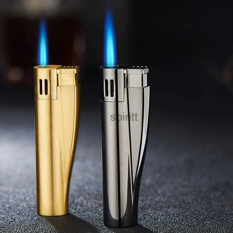 Isqueiros Novo Retro Portátil À Prova de Vento Isqueiro Butano Gás Turbo Jet Torch Metal Isqueiro Cigarro Gadget Presente Masculino Ao Ar Livre Acampamento Queimador YQ240124