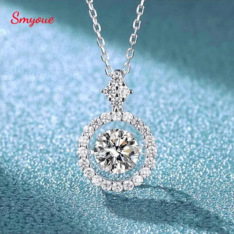 Smyoue 1/0.8 CT pendentif pour femmes simulé diamant collier S925 bijoux en argent Sterling fille saint valentin cadeau 240118