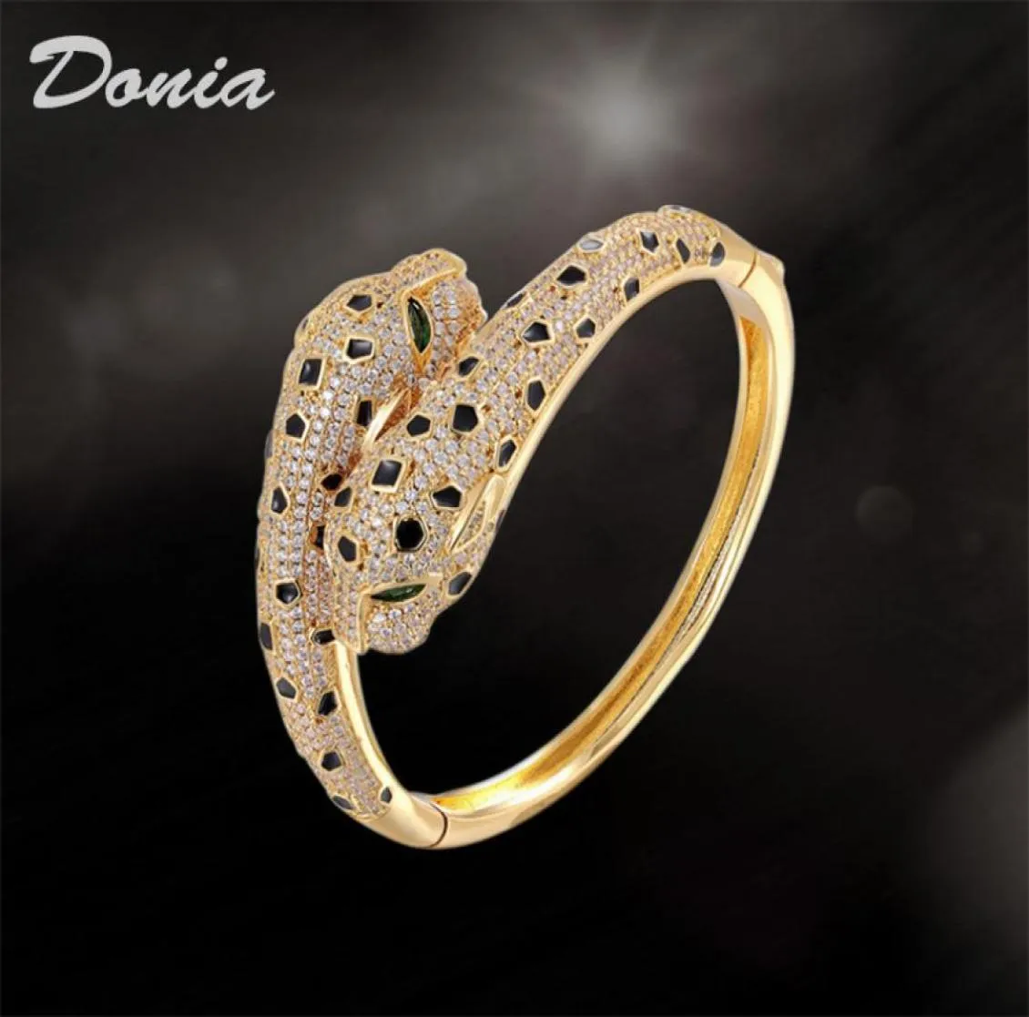 Donia jewelry luxury bangle European and American fashion exaggerated classic leopard print microinlaid zircon designer ring set8442071