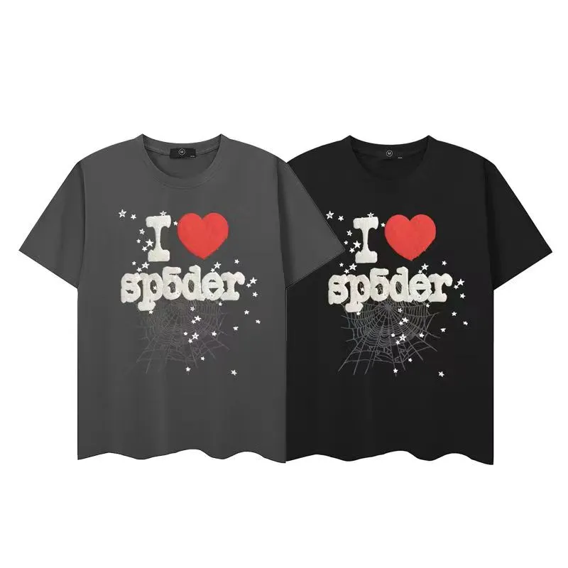 Spider T-Shirt Designer Mens Pulôver Vermelho Sp5der Manga Curta Young Thug 555555 Angel Summer Top Masculino Feminino Camiseta Bordado Spider Web Moletom Tamanhos S/M/L/XL