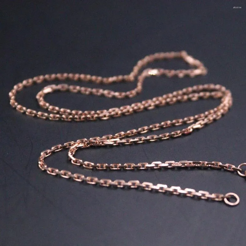 Chaînes Véritable chaîne en or rose 18 carats pour femmes 1,5 mm Rolo Link Câble Collier 45 cm / 18 pouces Timbre Au750