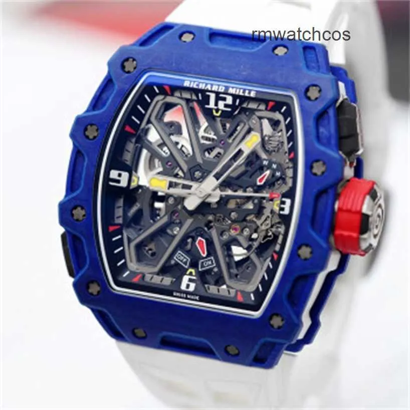 Richardmiler Watches Manual Winding Tourbillon armbandsur Mens Sries Mille Men's Watch RM 35-03 Blue Carbon Fiber Automatic 43 x 49mm Full Set 23 Years Unimeras HJZ8