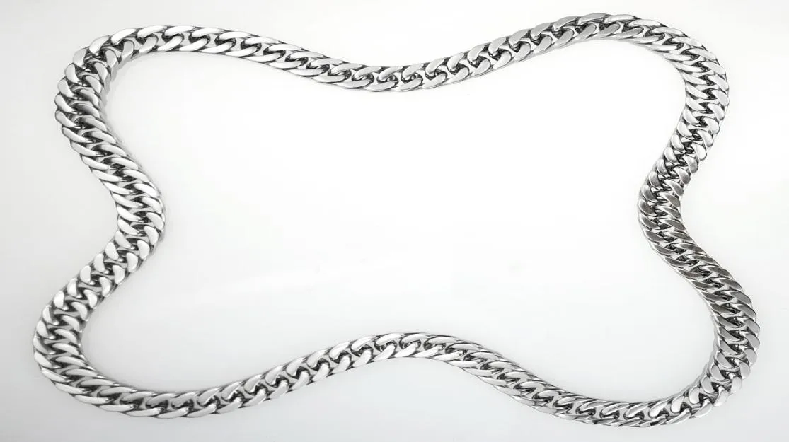 Onepiece No Buckle Silver tone stainless steel mens Polished Chain Necklace9759032