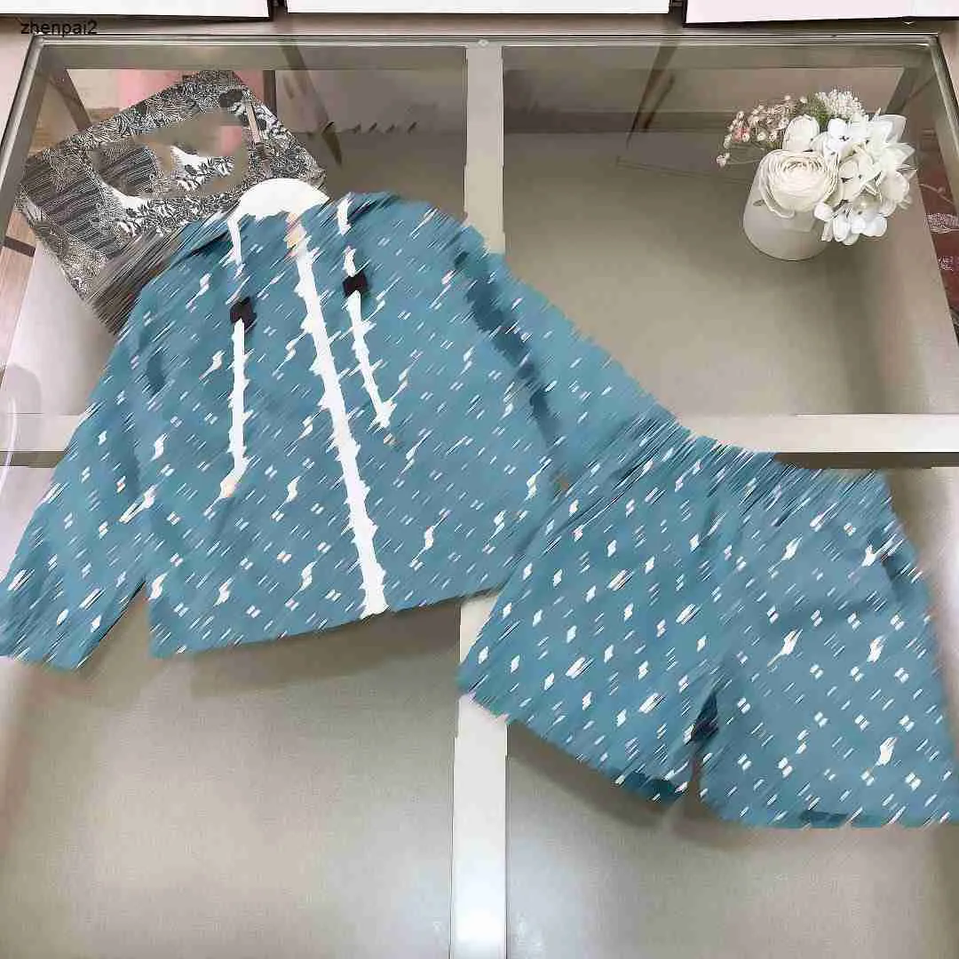 Luxury Kids Tracksuits Summer Baby Clothes Boy Girl Hooded Jacket Storlek 100-160 Fullständig tryck av bokstäver och blommor Coat and Pants Jan20