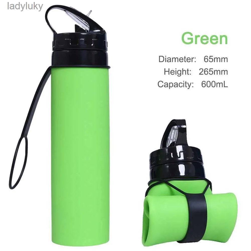 Water Bottles Cages 600ml Portable Water Cup Lightweight Silicone Sports Bottle Reusable Foldable Detachable with Suction Tubes Outdoor AccessoriesL240124
