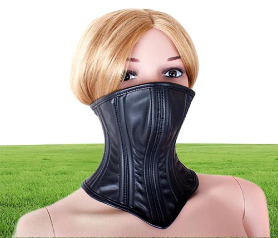 Deluxe maschera in finta pelle collare bondage schiavo fetish giochi per adulti giocattolo BT02935222856