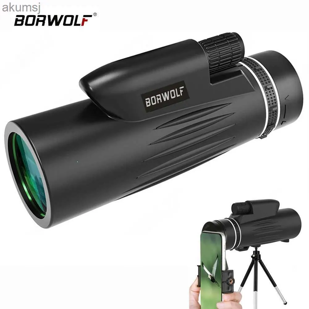 Telescopes Borwolf 12X50 Monocular Telescope HD Bak4 Prism Scope with Phone Clip Tripod for hunting Birdwatching Telescope YQ240124