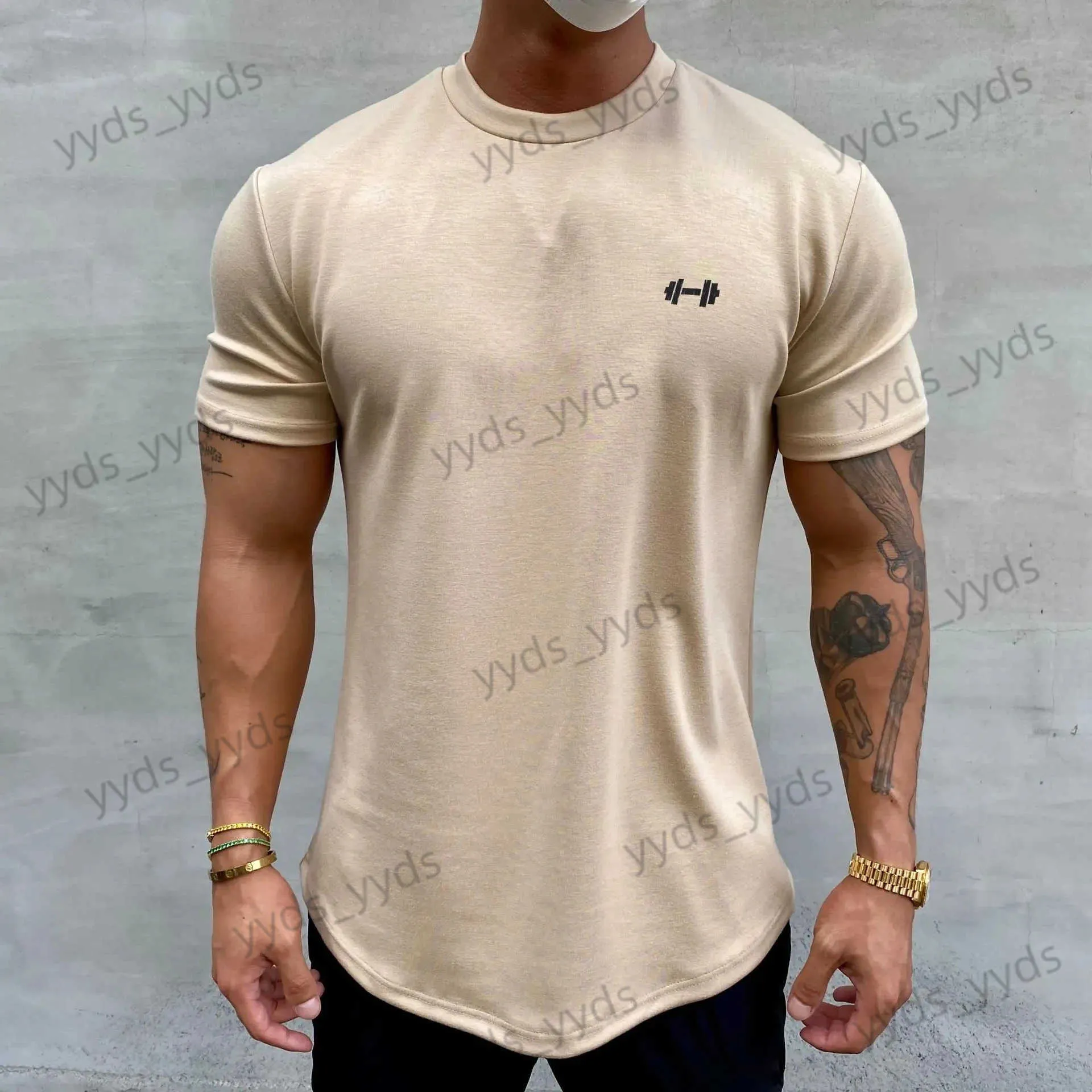 Men's T-Shirts 2017 Summer Gym T-shirt Men's Fitness Cotton Short sleeved T-shirt Training T-shirt Fashion Muscle T-shirt Men's Clothing T240124