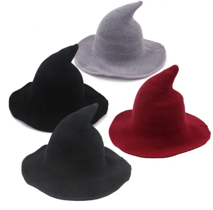 Festif moderne Halloween chapeau de sorcière fête du festival en laine femmes dame Cosplay à la mode laine de mouton noël chapeau chaud hiver SN