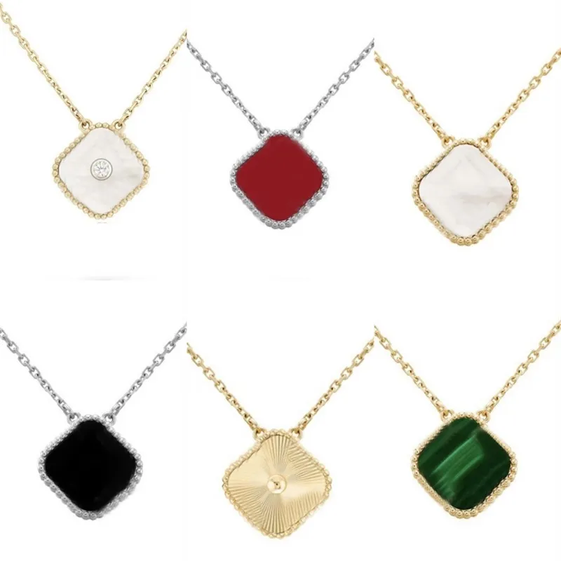 Colar de trevo verde para mulheres designer colar jóias de luxo correntes de ouro prata famosa flor pingente colares designer na moda popular zb114