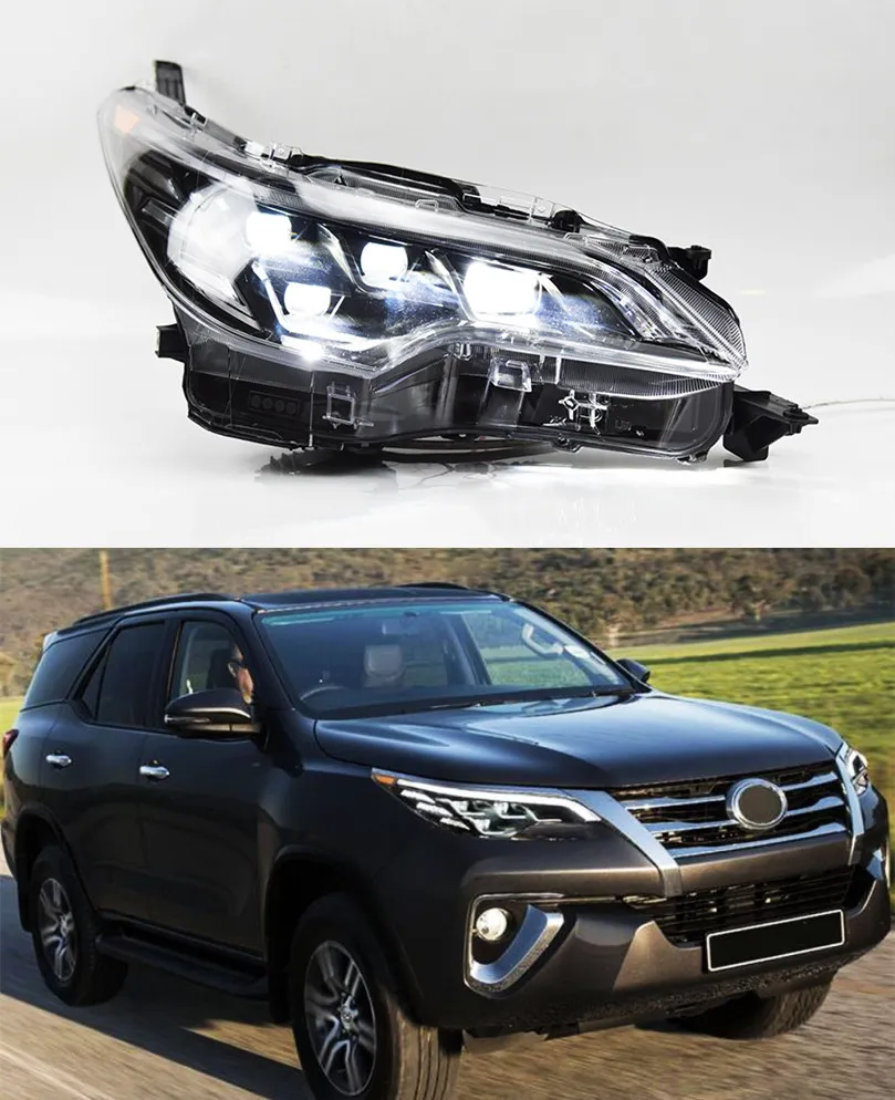 Led-dagrijverlichting Richtingaanwijzer Hoofd Licht Voor Toyota Fortuner Auto Koplamp 2016-2021 Grootlicht Projector Lens