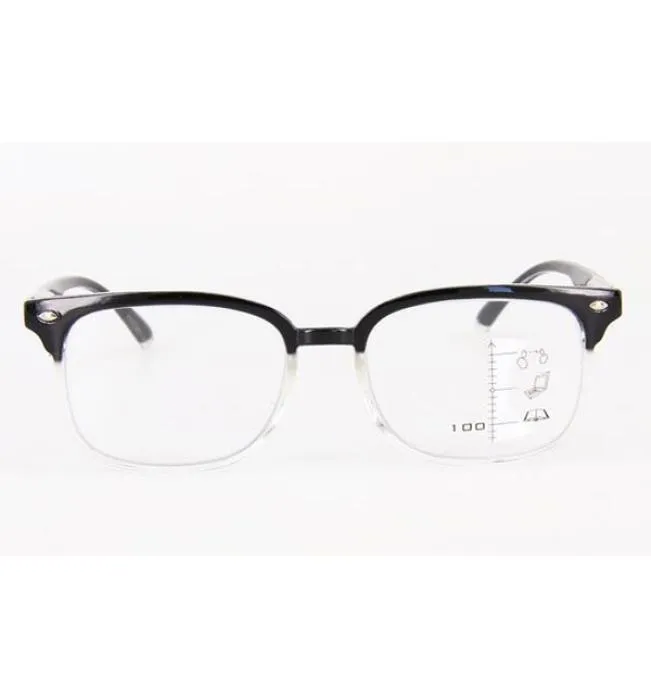 Vintage Progressive Lesebrille Schwarzer Rahmen Multifokale Brille Multifokus Nah und Fern Damen Herren Multifunktionsbrille 11301924