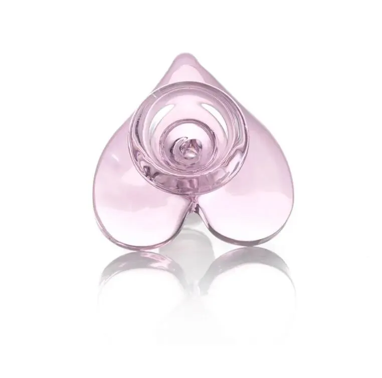 Mädchenhafte 14 mm rosa Herzform Glasköpfe Raucherzubehör Wasserpfeifen Wasserpfeifen Glaskopf Becher Bong Shisha Dab Rigs