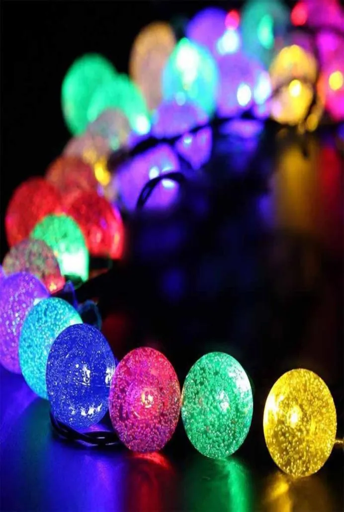 Novel Solar Led Christmas Lights Outdoor 6M 30LEDS Crystal Ball String Lamp Pendant Fairy Wedding Garden Garland 2684349