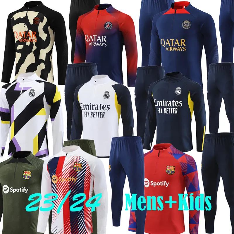 PEDRI2023 2024MBAPPE2023 2024 PSGES Barcelonas Tracksuit Soccer RealMadrids Tracksuit Kids Training Suit 23 24 hommes Suisses à manches courtes Suisses Tracksuits