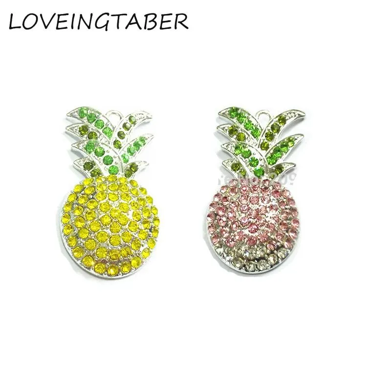 Pendants ( Choose Color First ) 48mm*30mm 10pcs/lot Pineapple All Rhinestone Pendants For Necklace