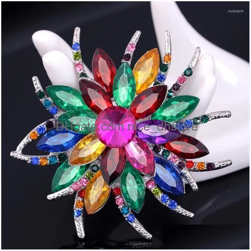 Pins Brooches Pins Charming Crystal Women Brooch High Quality Flower Jewelry Fashion Wedding Party Invitation Bijoux Broche Xz152 R Dhvgu