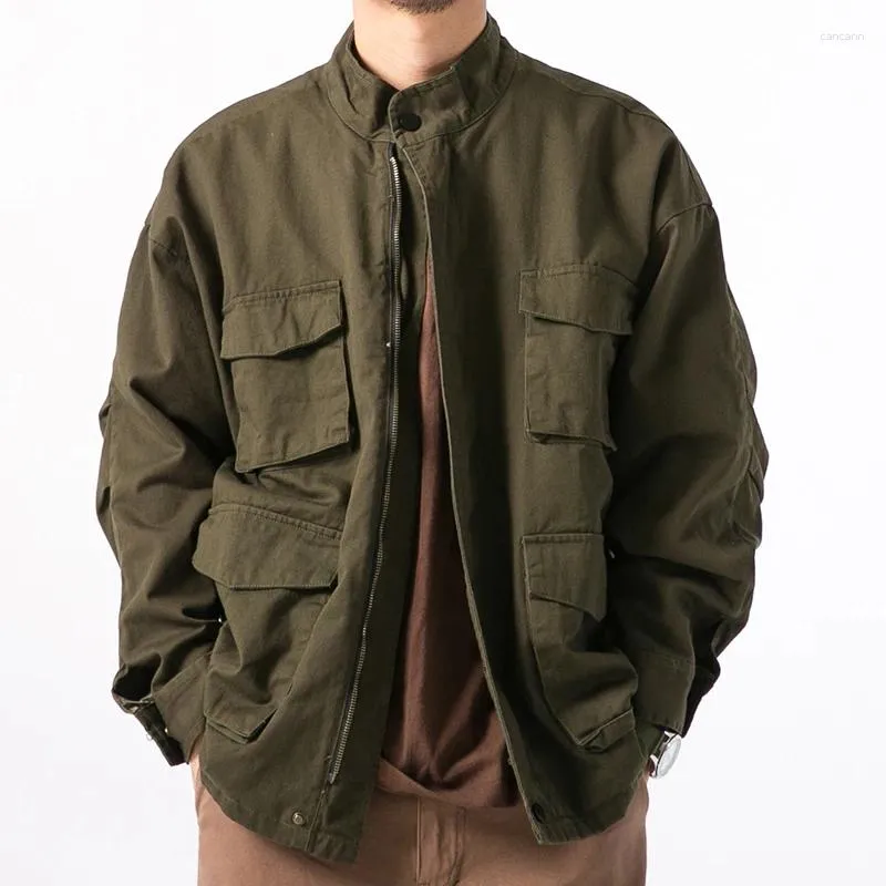 Giacche da caccia Giacca da pilota americana multitasche da uomo Cappotto da baseball oversize ampio vintage Primavera Autunno Cargo Top da uomo