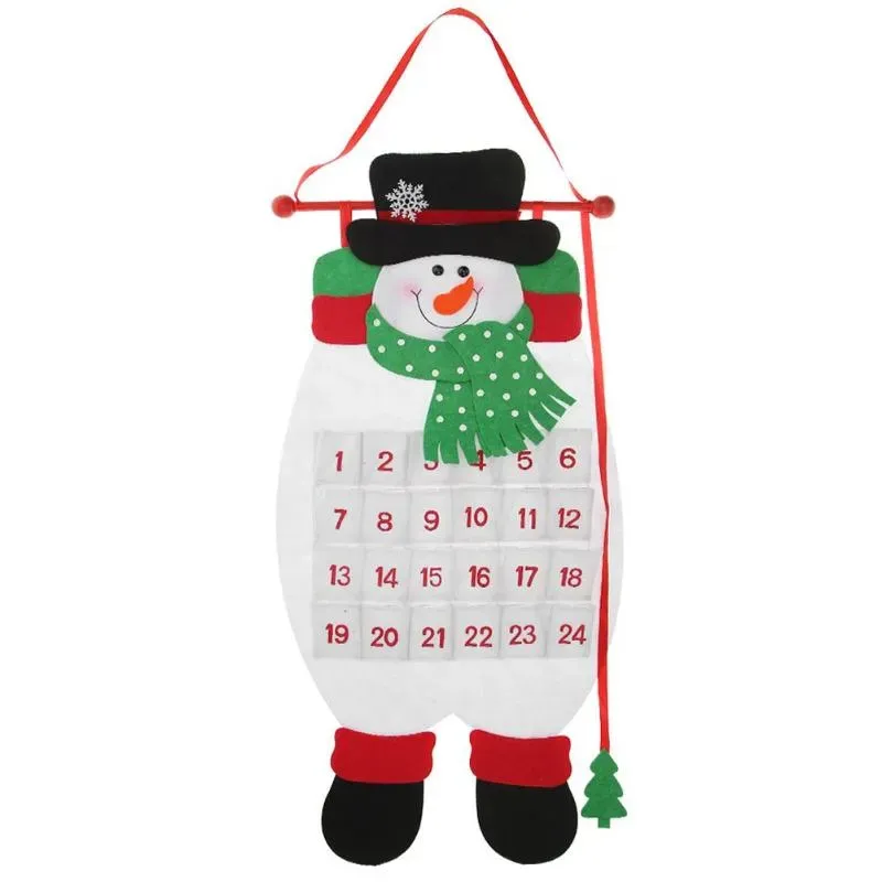 Santa Claus Father Christmas Advent Calendar Countdown Decor Santa Claus Snowman deer Fabric Pockets Christmas Decorations