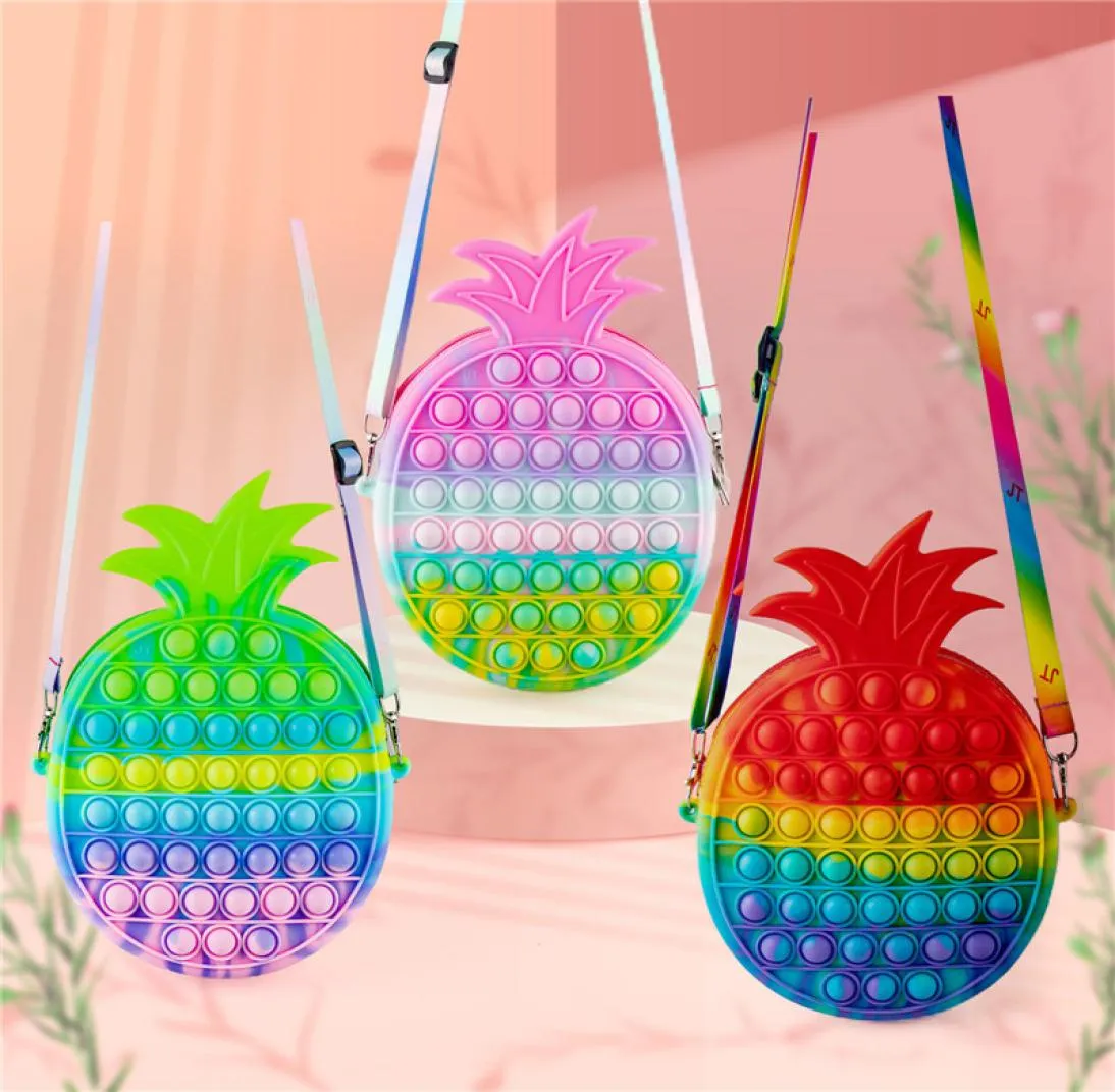 NEW Toys Silicone Pineapple bag Push Bubble Anti stress purse Storage Bag per Shoulder brinquedos3581672