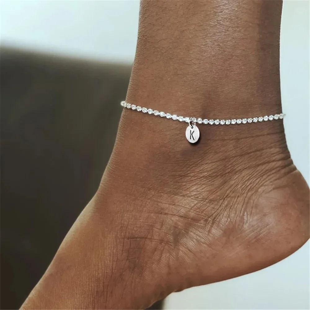 Dainty Initial Anklet: 14k Gold Letter Ankle Bracelet for Women, CZ Tennis  Leg Chain, Cute Beach Foot Jewelry Shop Now!